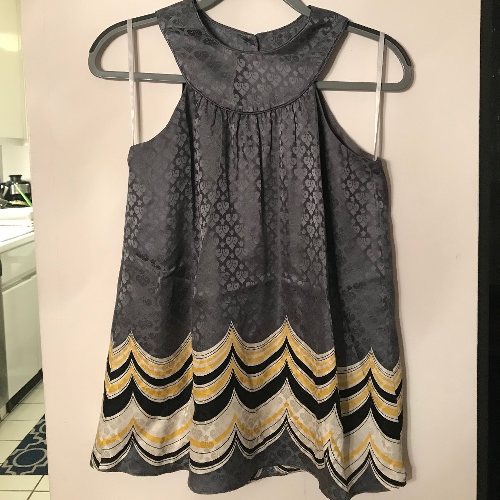 Fleur De Lis Printed 100% Silk Top